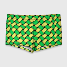 Мужские купальные плавки 3D с принтом Жёлто зелёная плетёнка   оптическая иллюзия в Тюмени, Полиэстер 85%, Спандекс 15% |  | 