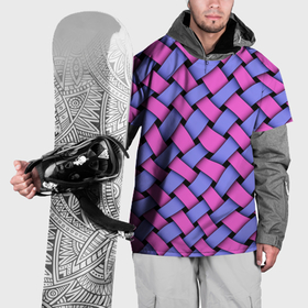 Накидка на куртку 3D с принтом Фиолетово сиреневая плетёнка   оптическая иллюзия в Екатеринбурге, 100% полиэстер |  | 