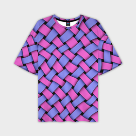 Мужская футболка oversize 3D с принтом Фиолетово сиреневая плетёнка   оптическая иллюзия в Кировске,  |  | Тематика изображения на принте: 