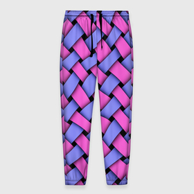 Мужские брюки 3D с принтом Фиолетово сиреневая плетёнка   оптическая иллюзия в Санкт-Петербурге, 100% полиэстер | манжеты по низу, эластичный пояс регулируется шнурком, по бокам два кармана без застежек, внутренняя часть кармана из мелкой сетки | 
