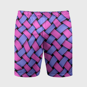 Мужские шорты спортивные с принтом Фиолетово сиреневая плетёнка   оптическая иллюзия в Курске,  |  | 