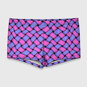 Мужские купальные плавки 3D с принтом Фиолетово сиреневая плетёнка   оптическая иллюзия в Тюмени, Полиэстер 85%, Спандекс 15% |  | 