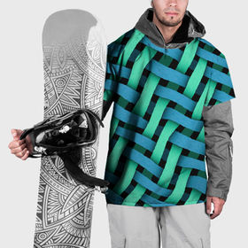 Накидка на куртку 3D с принтом Сине зелёная плетёнка   оптическая иллюзия в Кировске, 100% полиэстер |  | 