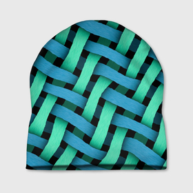 Шапка 3D с принтом Сине зелёная плетёнка   оптическая иллюзия в Курске, 100% полиэстер | универсальный размер, печать по всей поверхности изделия | 