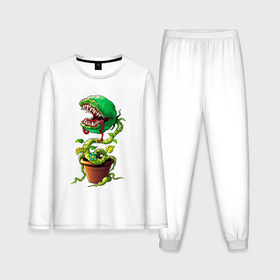 Мужская пижама с лонгсливом хлопок с принтом Плотоядный цветок из игры Марио в Курске,  |  | 