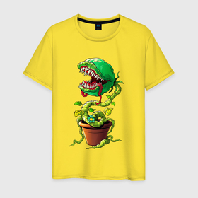 Мужская футболка хлопок с принтом Плотоядный цветок из игры Марио в Курске, 100% хлопок | прямой крой, круглый вырез горловины, длина до линии бедер, слегка спущенное плечо. | 