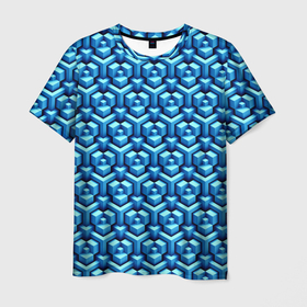 Мужская футболка 3D с принтом Объёмные геометрические фигуры в Петрозаводске, 100% полиэфир | прямой крой, круглый вырез горловины, длина до линии бедер | Тематика изображения на принте: 