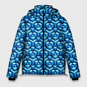 Мужская зимняя куртка 3D с принтом Объёмные геометрические фигуры в Новосибирске, верх — 100% полиэстер; подкладка — 100% полиэстер; утеплитель — 100% полиэстер | длина ниже бедра, свободный силуэт Оверсайз. Есть воротник-стойка, отстегивающийся капюшон и ветрозащитная планка. 

Боковые карманы с листочкой на кнопках и внутренний карман на молнии. | Тематика изображения на принте: 