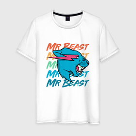 Мужская футболка хлопок с принтом Mr Beast art в Белгороде, 100% хлопок | прямой крой, круглый вырез горловины, длина до линии бедер, слегка спущенное плечо. | 