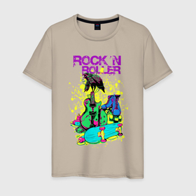 Мужская футболка хлопок с принтом Граффити рок н роллер в Курске, 100% хлопок | прямой крой, круглый вырез горловины, длина до линии бедер, слегка спущенное плечо. | Тематика изображения на принте: 