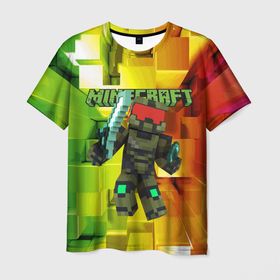 Мужская футболка 3D с принтом Minecraft   Мастер Чиф в Курске, 100% полиэфир | прямой крой, круглый вырез горловины, длина до линии бедер | 