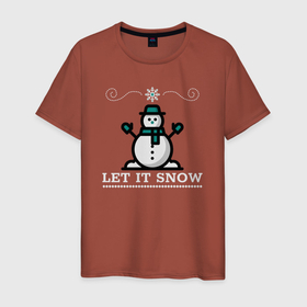 Мужская футболка хлопок с принтом Пусть идёт снег в Тюмени, 100% хлопок | прямой крой, круглый вырез горловины, длина до линии бедер, слегка спущенное плечо. | 