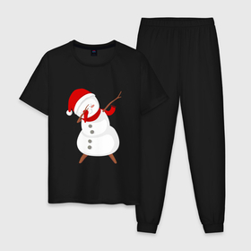 Мужская пижама хлопок с принтом Снеговик дэб в Тюмени, 100% хлопок | брюки и футболка прямого кроя, без карманов, на брюках мягкая резинка на поясе и по низу штанин
 | 