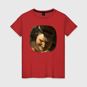 Женская футболка хлопок с принтом Картина ренессанса   хитрость в Санкт-Петербурге, 100% хлопок | прямой крой, круглый вырез горловины, длина до линии бедер, слегка спущенное плечо | 
