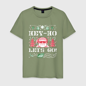 Мужская футболка хлопок с принтом Hey ho lets go в Белгороде, 100% хлопок | прямой крой, круглый вырез горловины, длина до линии бедер, слегка спущенное плечо. | Тематика изображения на принте: 