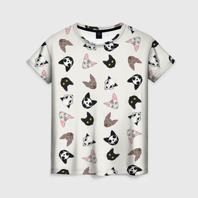 Женская футболка 3D с принтом Эстетика: разные коты в Курске, 100% полиэфир ( синтетическое хлопкоподобное полотно) | прямой крой, круглый вырез горловины, длина до линии бедер | 