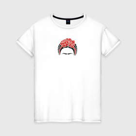 Женская футболка хлопок с принтом Фрида Кало , 100% хлопок | прямой крой, круглый вырез горловины, длина до линии бедер, слегка спущенное плечо | 