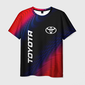 Мужская футболка 3D с принтом Toyota красный карбон , 100% полиэфир | прямой крой, круглый вырез горловины, длина до линии бедер | Тематика изображения на принте: 