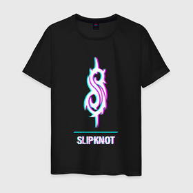 Мужская футболка хлопок с принтом Slipknot glitch rock , 100% хлопок | прямой крой, круглый вырез горловины, длина до линии бедер, слегка спущенное плечо. | 