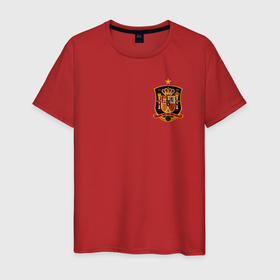 Мужская футболка хлопок с принтом Сборная Испании логотип в Новосибирске, 100% хлопок | прямой крой, круглый вырез горловины, длина до линии бедер, слегка спущенное плечо. | 
