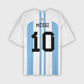 Мужская футболка OVERSIZE 3D с принтом Месси Аргентина ЧМ 2022 ,  |  | 