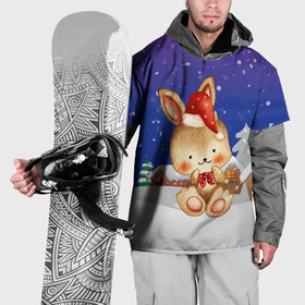 Накидка на куртку 3D с принтом Новогодний заяц в Новосибирске, 100% полиэстер |  | Тематика изображения на принте: 