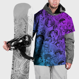Накидка на куртку 3D с принтом Ахегао красивый неон , 100% полиэстер |  | Тематика изображения на принте: 