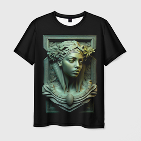 Мужская футболка 3D с принтом Нейросеть   барельеф античной девушки в Курске, 100% полиэфир | прямой крой, круглый вырез горловины, длина до линии бедер | 