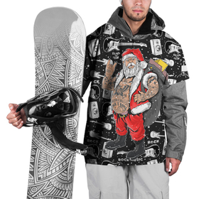 Накидка на куртку 3D с принтом Санта Клаус рокер в Курске, 100% полиэстер |  | Тематика изображения на принте: 