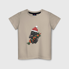 Детская футболка хлопок с принтом Довольный зайка с морковкой в Екатеринбурге, 100% хлопок | круглый вырез горловины, полуприлегающий силуэт, длина до линии бедер | 