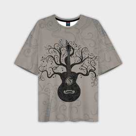 Мужская футболка OVERSIZE 3D с принтом Разросшееся дерево гитара в Новосибирске,  |  | 