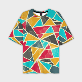 Мужская футболка OVERSIZE 3D с принтом Хаос из геометрических фигур в Курске,  |  | 