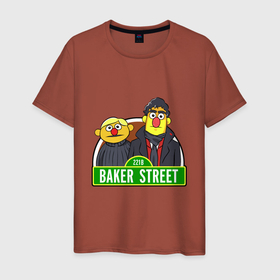 Мужская футболка хлопок с принтом Baker street в Курске, 100% хлопок | прямой крой, круглый вырез горловины, длина до линии бедер, слегка спущенное плечо. | Тематика изображения на принте: 
