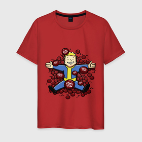 Мужская футболка хлопок с принтом Vault boy caps в Белгороде, 100% хлопок | прямой крой, круглый вырез горловины, длина до линии бедер, слегка спущенное плечо. | 