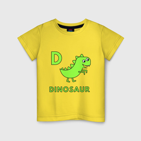 Детская футболка хлопок с принтом Dinosaur D в Кировске, 100% хлопок | круглый вырез горловины, полуприлегающий силуэт, длина до линии бедер | 