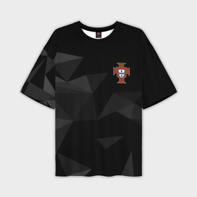 Мужская футболка OVERSIZE 3D с принтом Сборная Португалии треугольники в Екатеринбурге,  |  | 