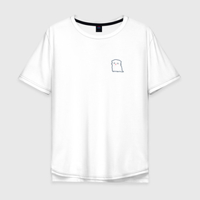 Мужская футболка хлопок Oversize с принтом Грустный котёнок в Петрозаводске, 100% хлопок | свободный крой, круглый ворот, “спинка” длиннее передней части | 