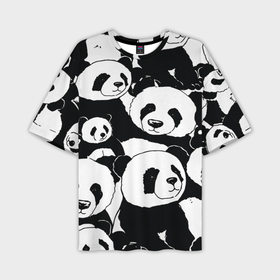 Мужская футболка OVERSIZE 3D с принтом С пандами паттерн в Петрозаводске,  |  | 