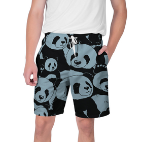 Мужские шорты 3D с принтом Panda summer song ,  полиэстер 100% | прямой крой, два кармана без застежек по бокам. Мягкая трикотажная резинка на поясе, внутри которой широкие завязки. Длина чуть выше колен | Тематика изображения на принте: 