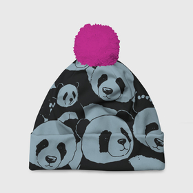 Шапка 3D c помпоном с принтом Panda summer song в Кировске, 100% полиэстер | универсальный размер, печать по всей поверхности изделия | 