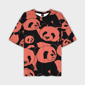 Мужская футболка OVERSIZE 3D с принтом С красными пандами ,  |  | 