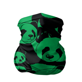 Бандана-труба 3D с принтом Panda green pattern в Новосибирске, 100% полиэстер, ткань с особыми свойствами — Activecool | плотность 150‒180 г/м2; хорошо тянется, но сохраняет форму | 