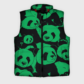 Мужской жилет утепленный 3D с принтом Panda green pattern ,  |  | 