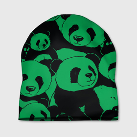 Шапка 3D с принтом Panda green pattern , 100% полиэстер | универсальный размер, печать по всей поверхности изделия | 