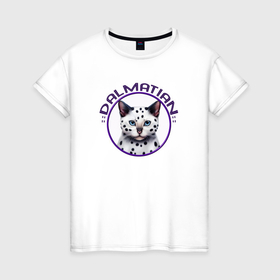 Женская футболка хлопок с принтом Нейросеть  Кот далматин в Санкт-Петербурге, 100% хлопок | прямой крой, круглый вырез горловины, длина до линии бедер, слегка спущенное плечо | 