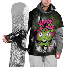 Накидка на куртку 3D с принтом Geen rabbit happy new year , 100% полиэстер |  | Тематика изображения на принте: 
