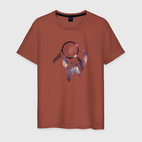 Мужская футболка хлопок с принтом Мистический ловец снов в Петрозаводске, 100% хлопок | прямой крой, круглый вырез горловины, длина до линии бедер, слегка спущенное плечо. | 
