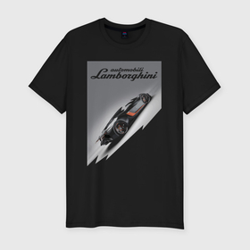 Мужская футболка хлопок Slim с принтом Lamborghini    concept   sketch , 92% хлопок, 8% лайкра | приталенный силуэт, круглый вырез ворота, длина до линии бедра, короткий рукав | 