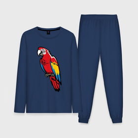 Мужская пижама хлопок (с лонгсливом) с принтом Попугай Ара на жердочке в Курске,  |  | Тематика изображения на принте: 