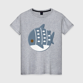 Женская футболка хлопок с принтом Китовая акула в Тюмени, 100% хлопок | прямой крой, круглый вырез горловины, длина до линии бедер, слегка спущенное плечо | 